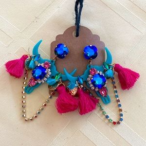 Vibrant Steer Skull Earrings!